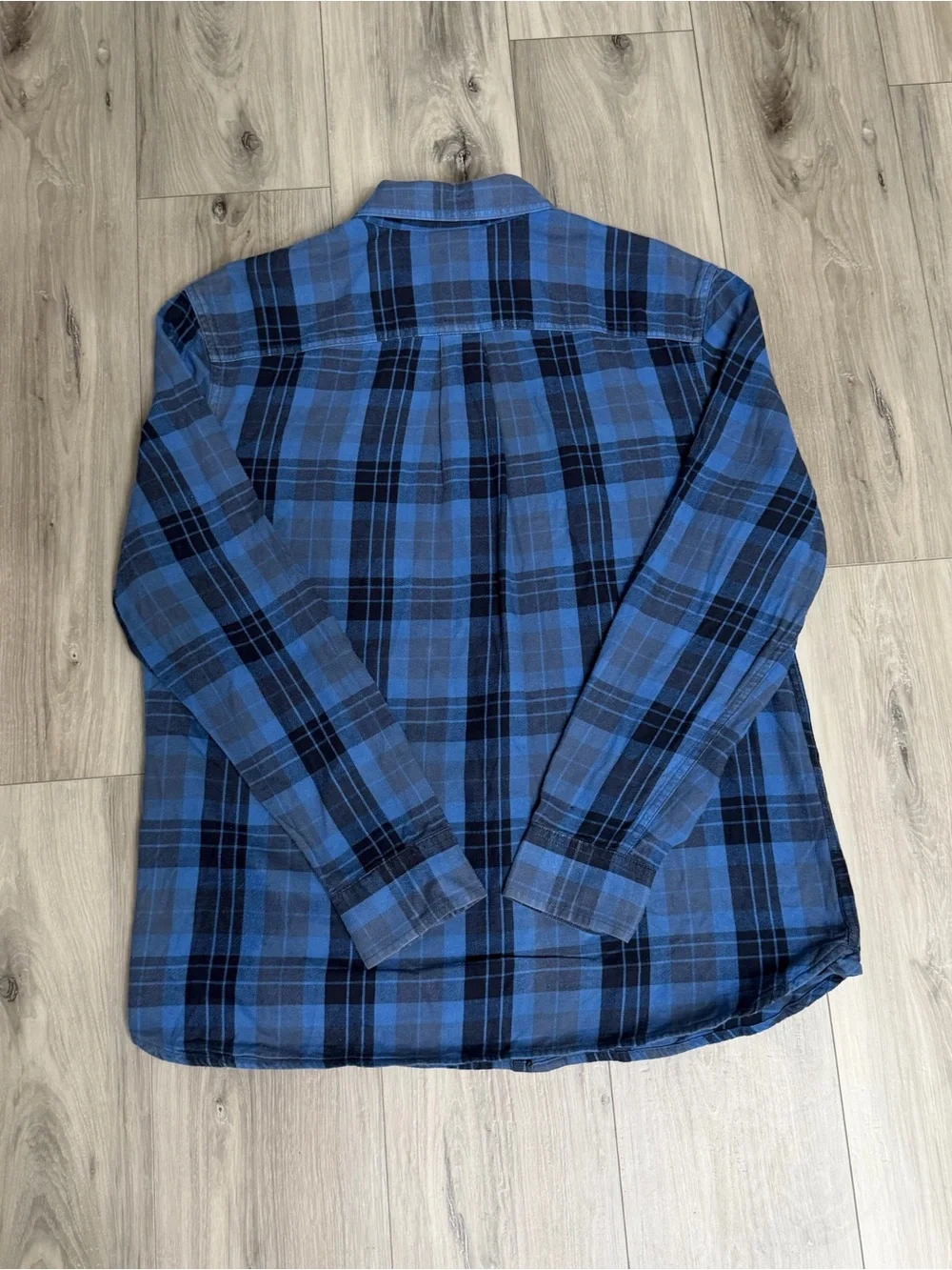 The North Face Blue and Black Plaid Long-Sleeve Button Down Shirt